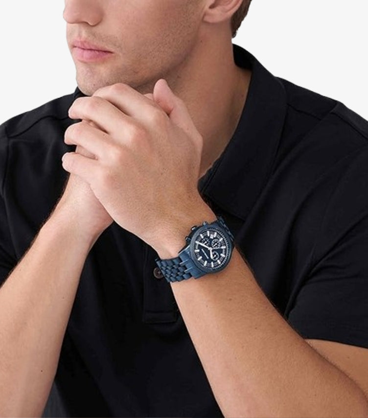 MICHAEL KORS OVERSIZED HUTTON NAVY-TONE WATCH - MK9088