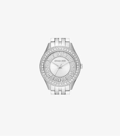 MICHAEL KORS HARLOWE PAVÉ SILVER-TONE WATCH - MK4708