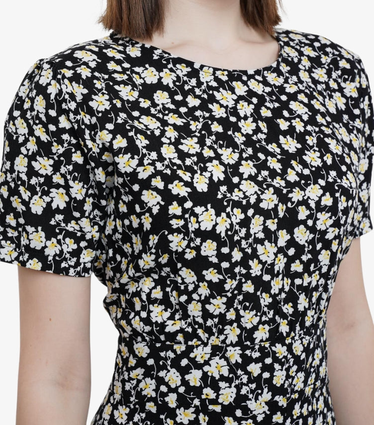 SHEIN FLORAL SHORT SLEEVE MIDI DRESS
