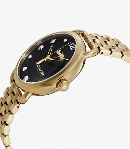 COACH DELANCEY GOLD STAINLESS STEEL BLACK DIAL QUARTZ WATCH  - 14502813