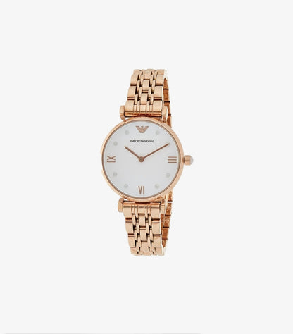 EMPORIO ARMANI GIANNI T-BAR ROSE GOLD STAINLESS STEEL WATCH - AR11267