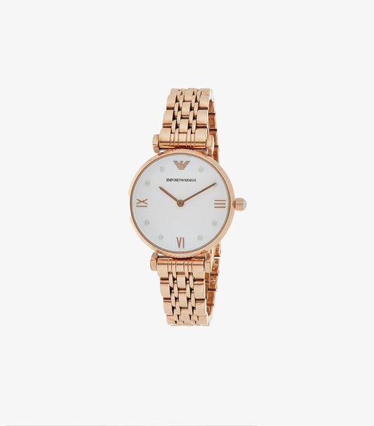 EMPORIO ARMANI GIANNI T-BAR ROSE GOLD STAINLESS STEEL WATCH - AR11267