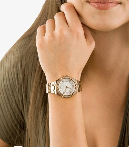 GUESS COSMO ROSE GOLD STAINLESS STEEL WHITE DIAL QUARTZ WATCH  - GW0033L3