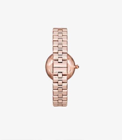 EMPORIO ARMANI ARIANNA ROSE GOLD STAINLESS STEEL BLACK DIAL QUARTZ WATCH  -AR11220