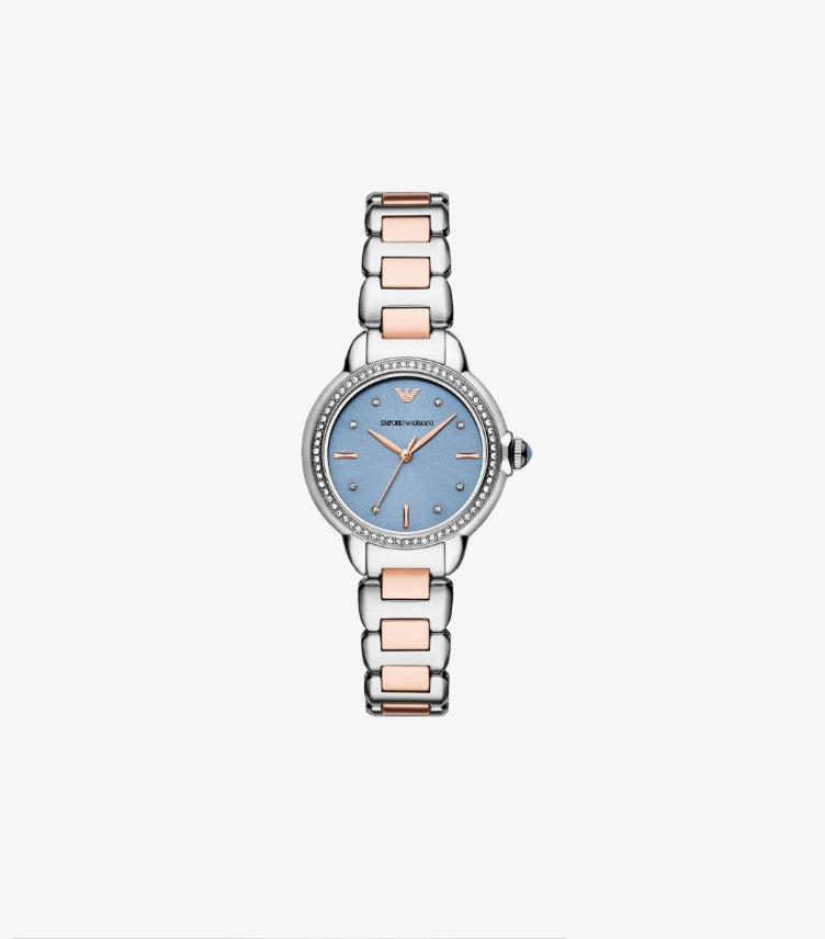 EMPORIO ARMANI THREE-HAND TWO-TONE STAINLESS STEEL WATCH AR11597