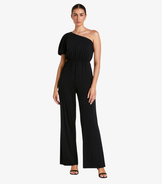SHEIN ONE SHOULDER ELASTIC WAIST WIDE LEG JUMPSUIT