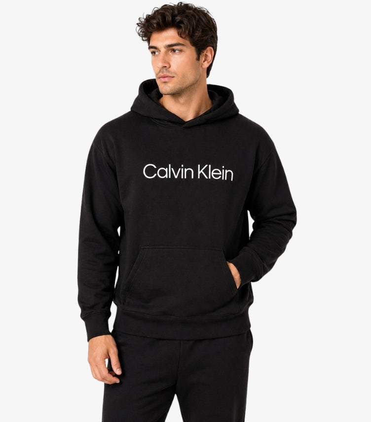 CALVIN KLEIN MEN’S BLACK LOGO HOODIE