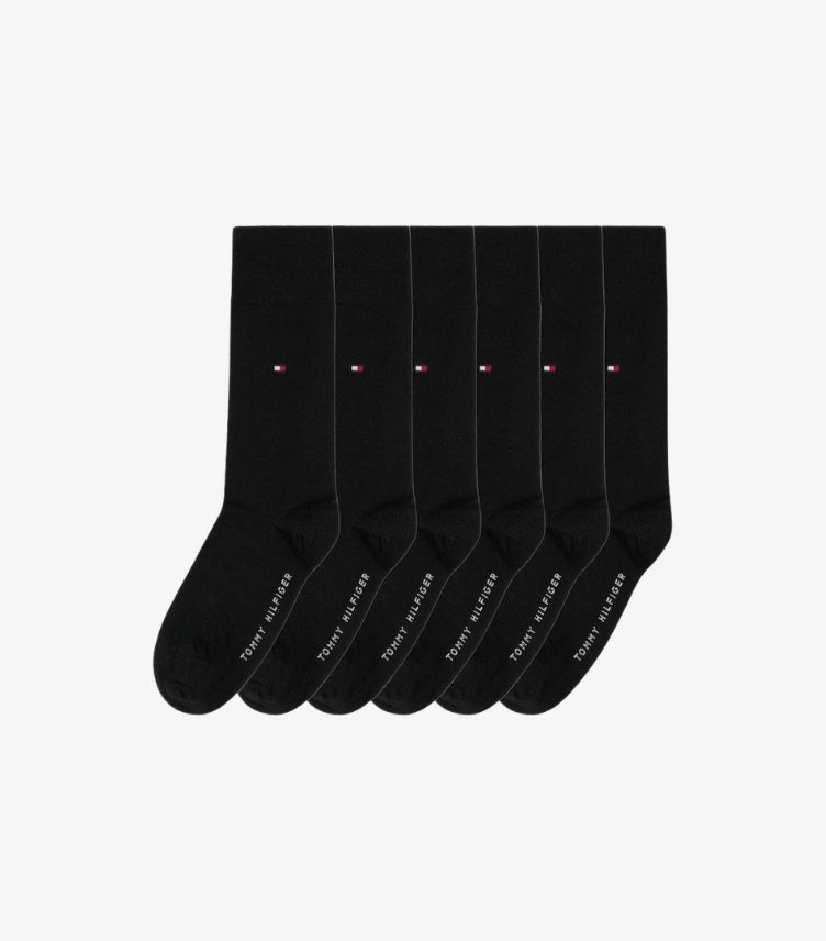 TOMMY HILFIGER BLACK STRETCH COTTON SOCKS PACK OF 4