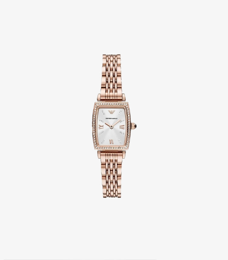 EMPORIO ARMANI GIANNI T-BAR ROSE GOLD STAINLESS STEEL WATCH - AR 11406