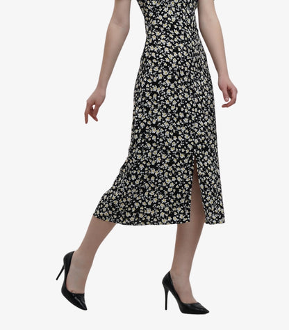 SHEIN FLORAL SHORT SLEEVE MIDI DRESS