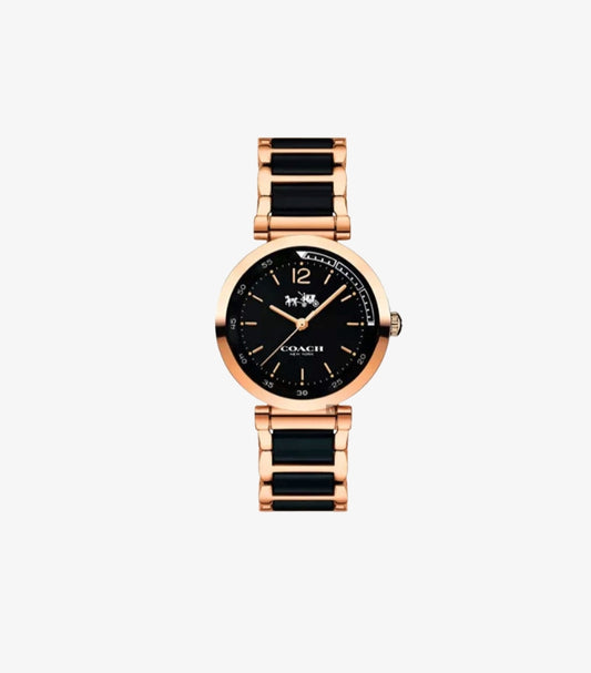 COACH WOMEN’S ROSE GOLD & BLACK STAINLESS STEEL WATCH – 14502463