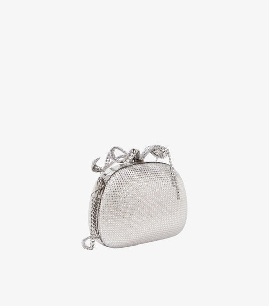 SELF-PORTRAIT THE BOW EMBELLISHED SATIN CLUTCH