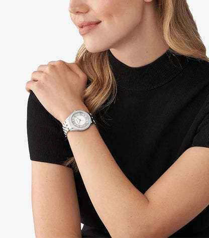 MICHAEL KORS HARLOWE PAVÉ SILVER-TONE WATCH - MK4708