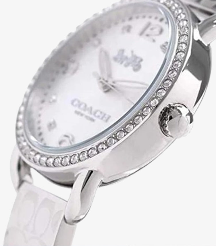 COACH WOMEN’S QUARTZ SILVER STAINLESS STEEL WHITE DIAL 28MM WATCH 14502353