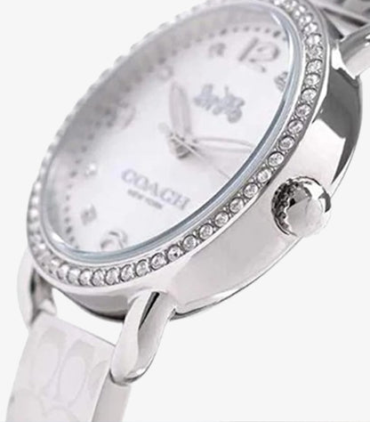 COACH WOMEN’S QUARTZ SILVER STAINLESS STEEL WHITE DIAL 28MM WATCH 14502353