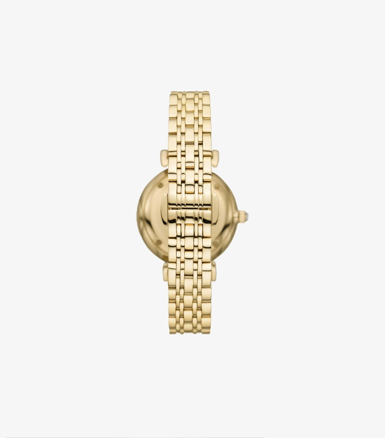 EMPORIO ARMANI TWO-HAND GOLD-TONE STAINLESS STEEL WATCH AR11608