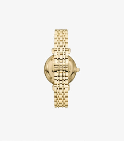 EMPORIO ARMANI TWO-HAND GOLD-TONE STAINLESS STEEL WATCH AR11608