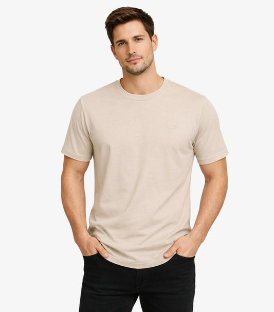 HOLLISTER MEN’S ESSENTIAL CREW NECK CORE FIT T-SHIRT – BEIGE