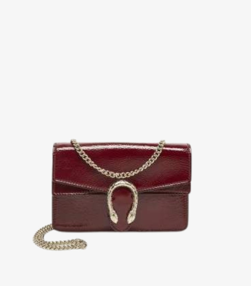 GUCCI RED PATENT LEATHER DIONYSUS CHAIN SHOULDER BAG