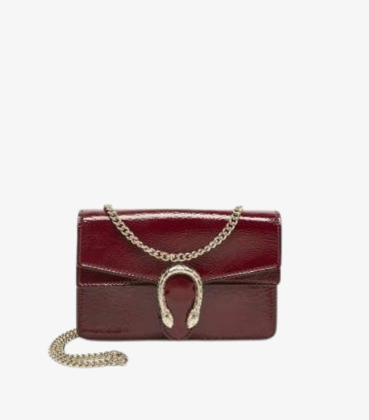 GUCCI RED PATENT LEATHER DIONYSUS CHAIN SHOULDER BAG