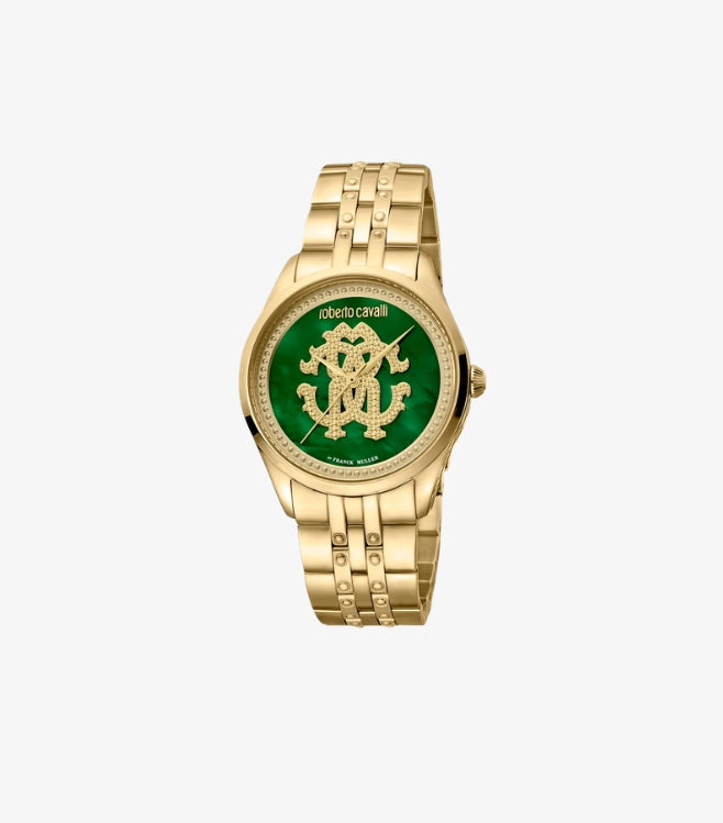 ROBERTO CAVALLI GOLD TONE LUXURY WATCH RV1L147M0061