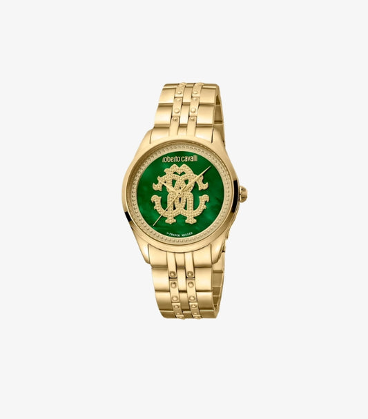 ROBERTO CAVALLI GOLD TONE LUXURY WATCH RV1L147M0061