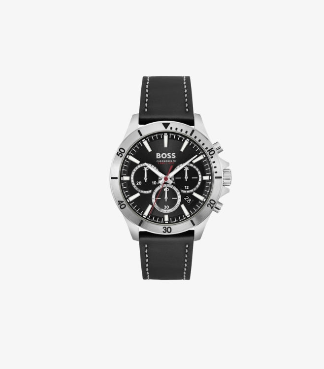 HUGO BOSS BLACK LEATHER CHRONOGRAPH WATCH 1514055