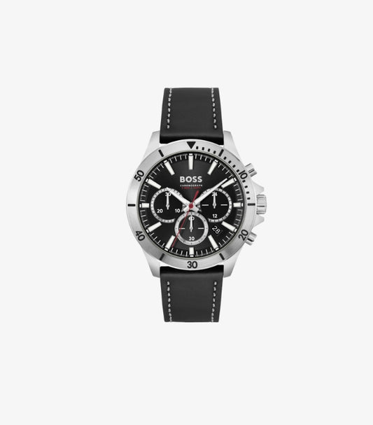 HUGO BOSS BLACK LEATHER CHRONOGRAPH WATCH 1514055