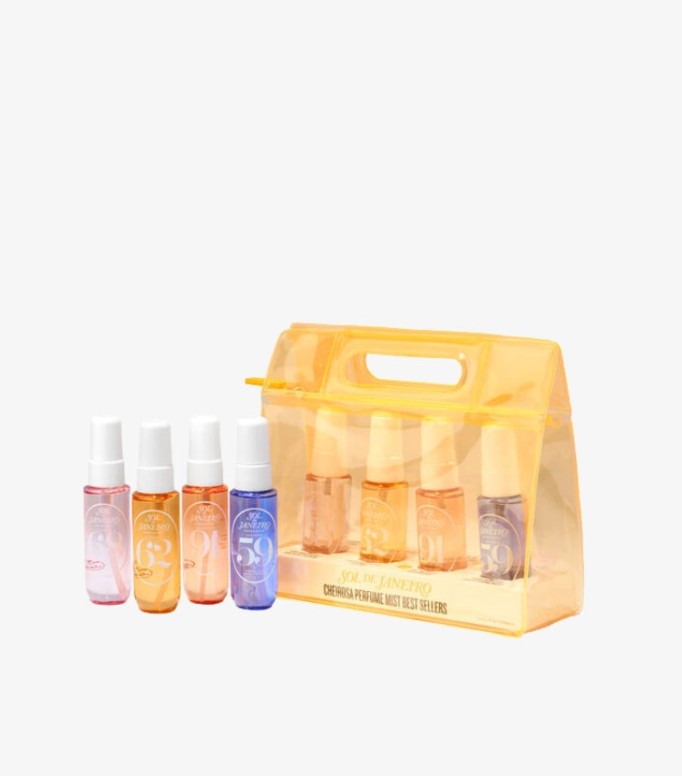 Sol de Janeiro Cheirosa Perfume Mist Best Sellers Set with four 30ml mini fragrances and reusable travel case