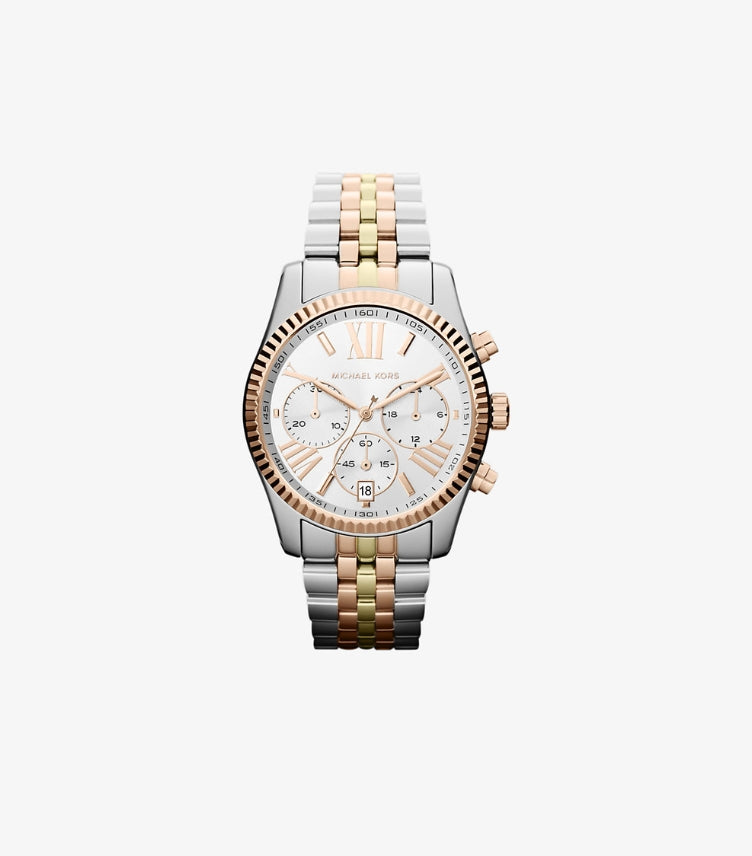 MICHAEL KORS OVERSIZED LEXINGTON TRI-TONE WATCH