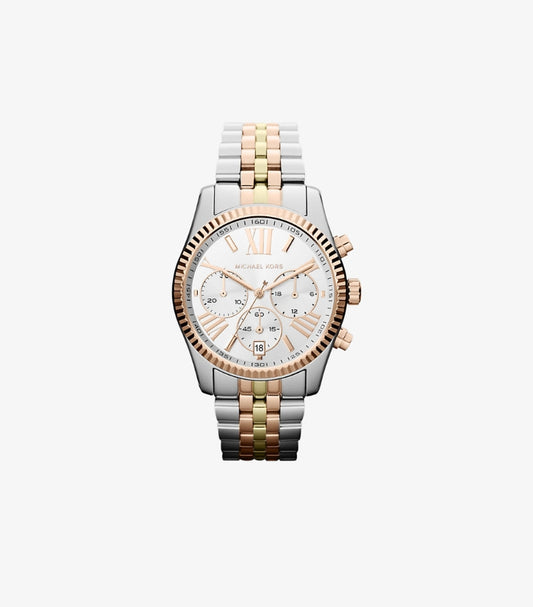 MICHAEL KORS OVERSIZED LEXINGTON TRI-TONE WATCH
