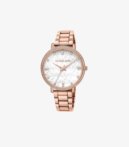 MICHAEL KORS PYPER PAVE ROSE GOLD-TONE LOGO WATCH - MK4594