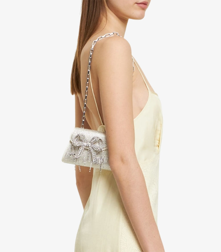 SELF-PORTRAIT BAG WITH CRYSTALS  “MICRO BOW”