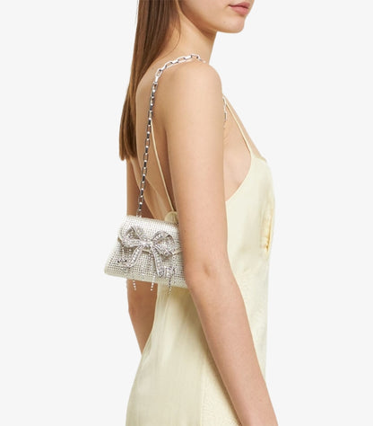 SELF-PORTRAIT BAG WITH CRYSTALS  “MICRO BOW”