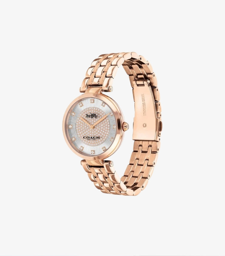 COACH PARK ROSE GOLD STAINLESS STEEL SILVER DIAL QUARTZ - 14503735