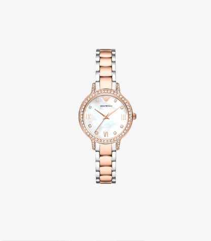 EMPORIO ARMANI THREE-HAND TWO-TONE STAINLESS STEEL WATCH