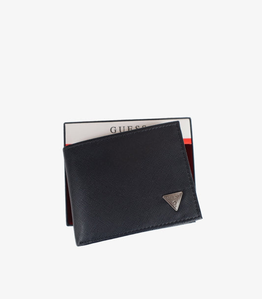 GUESS MEN’S SAFFIANO LEATHER SLIM BIFOLD WALLET