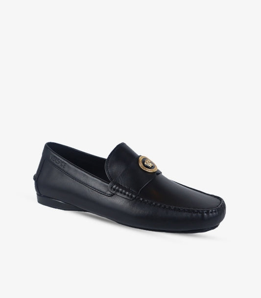 VERSACE LEATHER GOLD MEDUSA LOAFERS