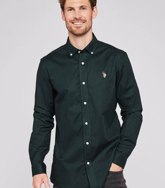 U.S.POLO ASSN. MEN'S FULL SLEEVES CLASSIC FIT BUTTON DOWN SHIRT BLACK