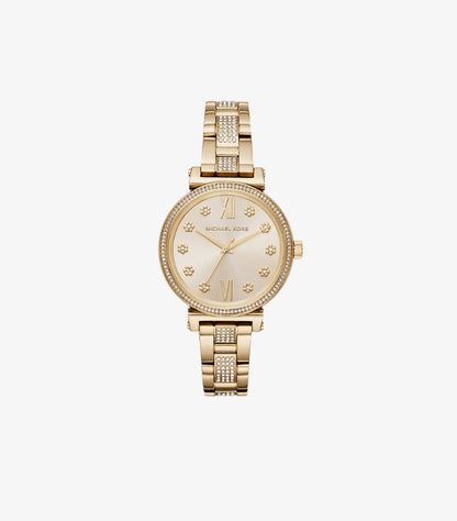 MICHAEL KORS SOFIE PAVE GOLD-TONE WATCH MK3881