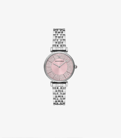 EMPORIO ARMANI TWO-HAND STAINLESS STEEL WATCH AR11686