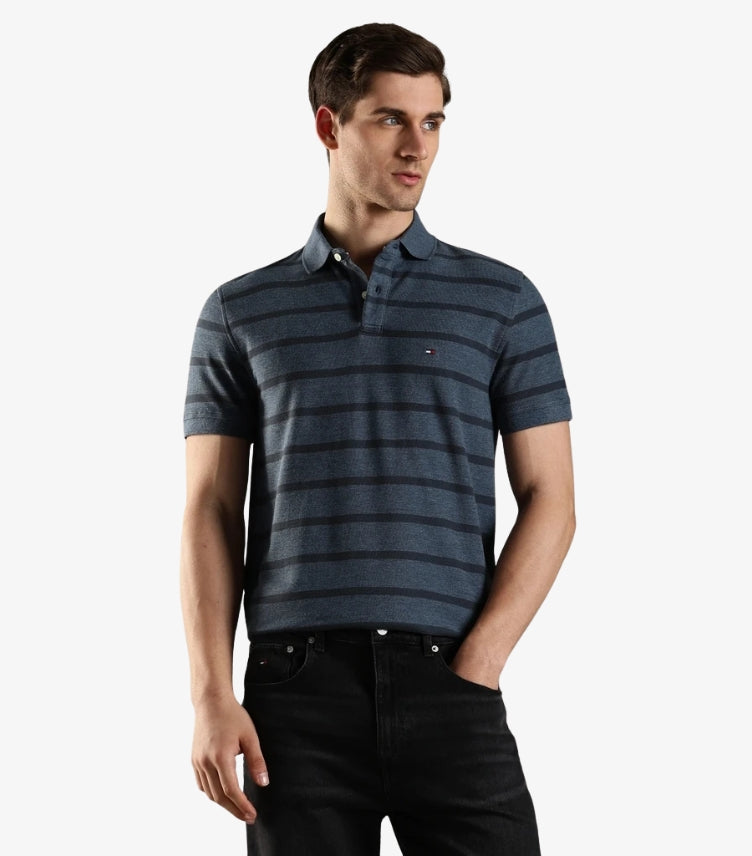 TOMMY HILFIGER MEN’S STRIPED CLASSIC REGULAR FIT POLO SHIRT