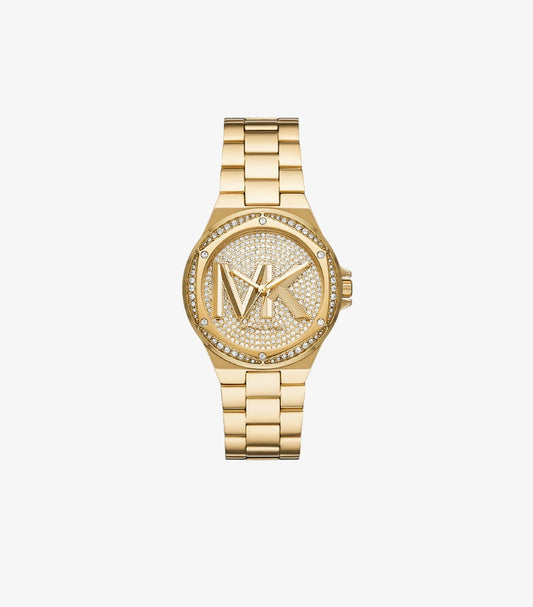 MICHAEL KORS LENNOX PAVE LOGO GOLD-TONE LOGO WATCH MK7229
