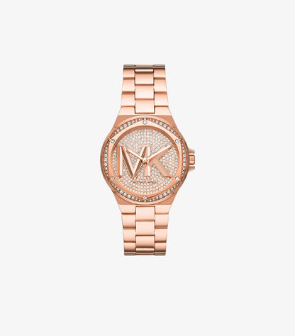MICHAEL KORS LENNOX PAVE LOGO ROSE GOLD-TONE WATCH MK7230
