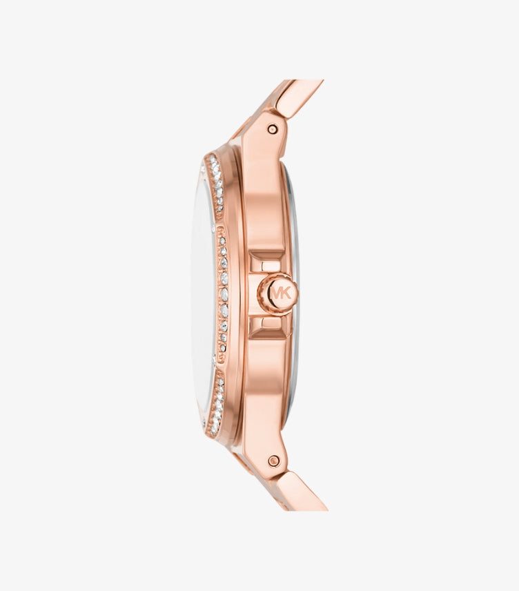MICHAEL KORS LENNOX PAVE LOGO ROSE GOLD-TONE WATCH MK7230