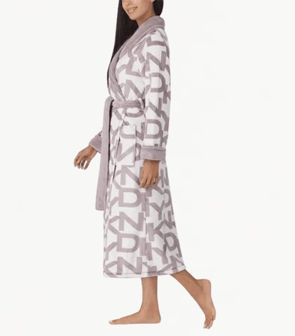 DKNY COZY CHENILLE LOGO PRINTED LONG DRESSING