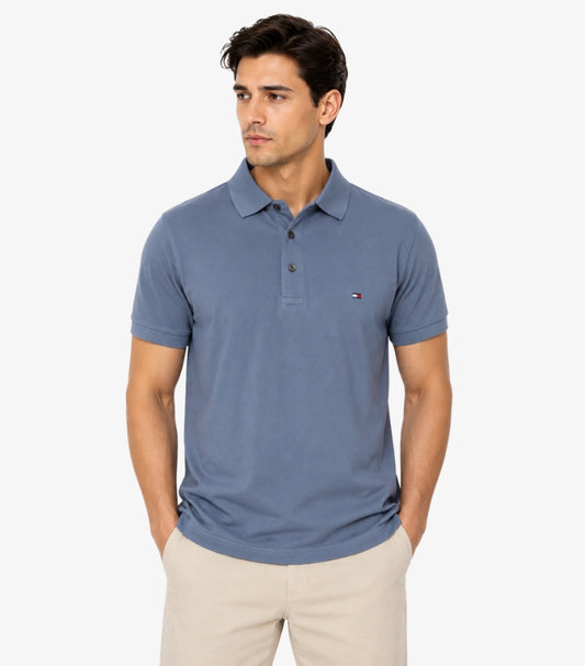 Tommy Hilfiger men’s slim-fit slate-blue short-sleeve polo shirt