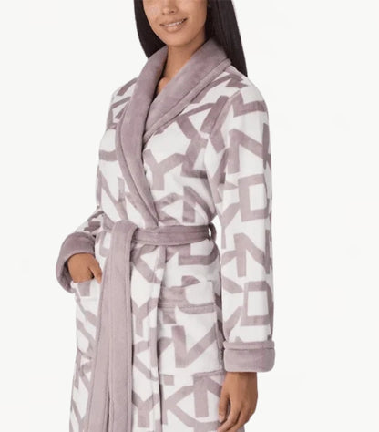 DKNY COZY CHENILLE LOGO PRINTED LONG DRESSING