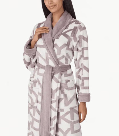 DKNY COZY CHENILLE LOGO PRINTED LONG DRESSING