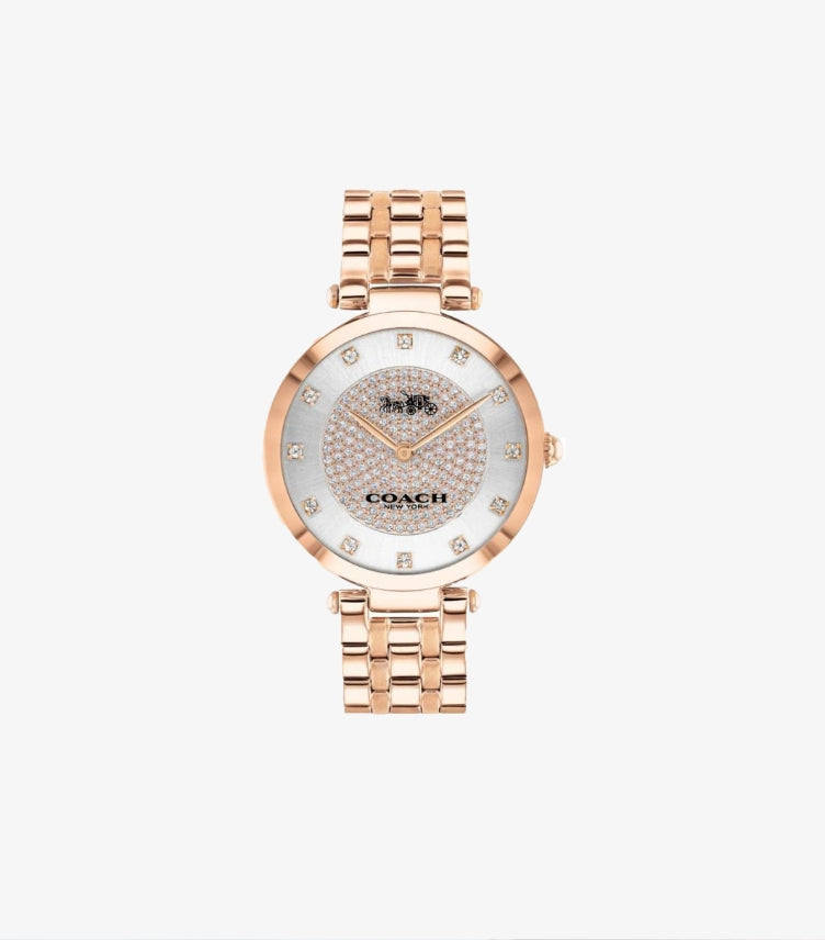 COACH PARK ROSE GOLD STAINLESS STEEL SILVER DIAL QUARTZ - 14503735